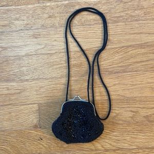 Beaded coin purse with shoulder strap